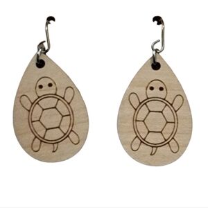 Turtle Mini Wood Drop Earrings